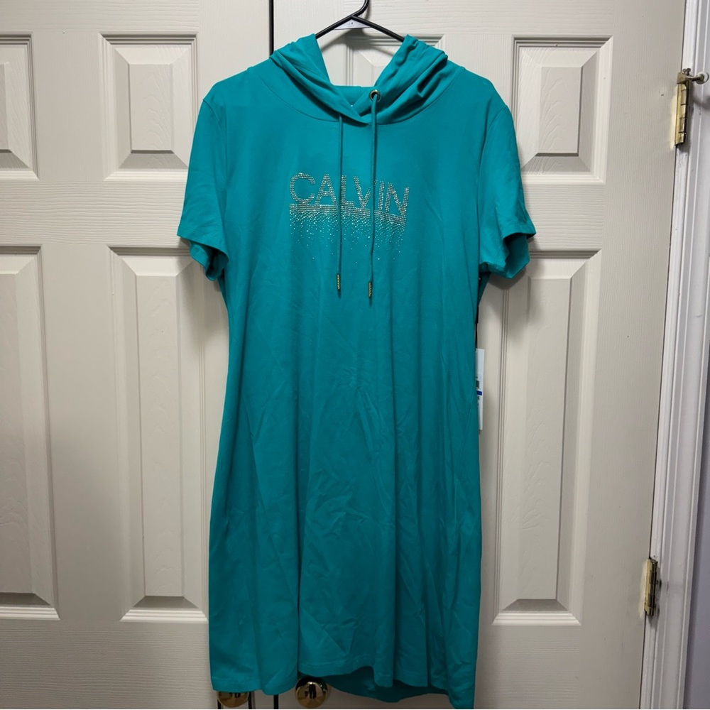Calvin Klein Turquoise Hooded Dress
